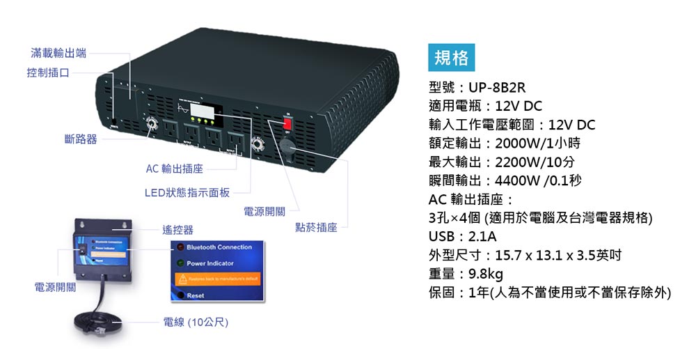 AUTOMAXX★UP-8B2R 12V2200W電源轉換器圖 B